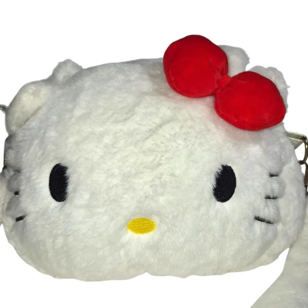 Hello Kitty Ultra Plush Crossbody Bag Embroidered Face 3D Bow